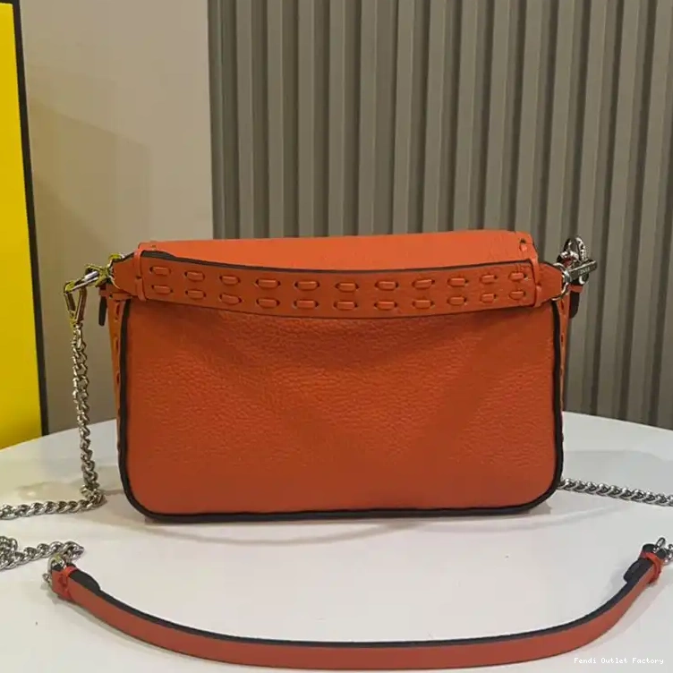 Affordable HOT In Cuoio Baguette Mini Fendi Leather Romano Orange Bag Selleria 0619